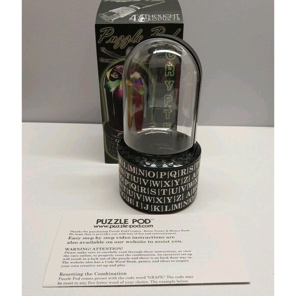 Puzzle Pod Cryptex - Brain Teaser And Coin Bank Gift Crack The Code - Picture 7 of 7